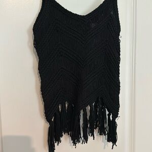 Knitted top with fringe